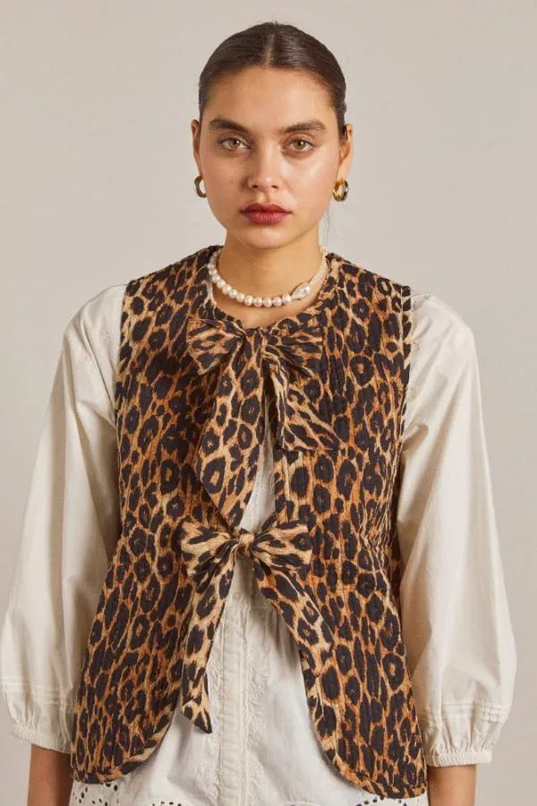 Damson Madder Gilets Women Tilly Gilet 8211 Leopard
