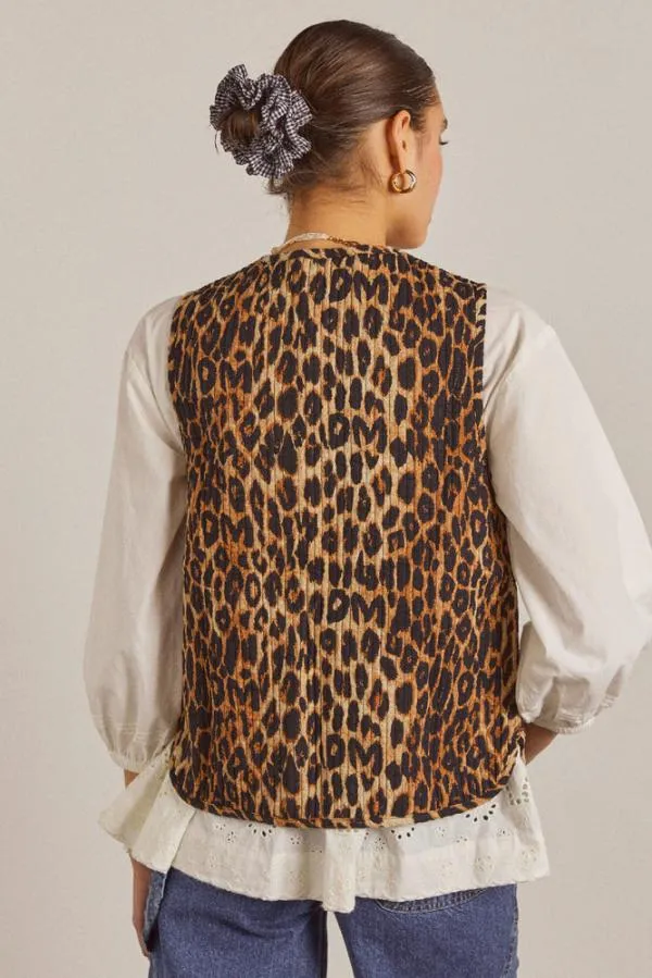 Damson Madder Gilets Women Tilly Gilet 8211 Leopard