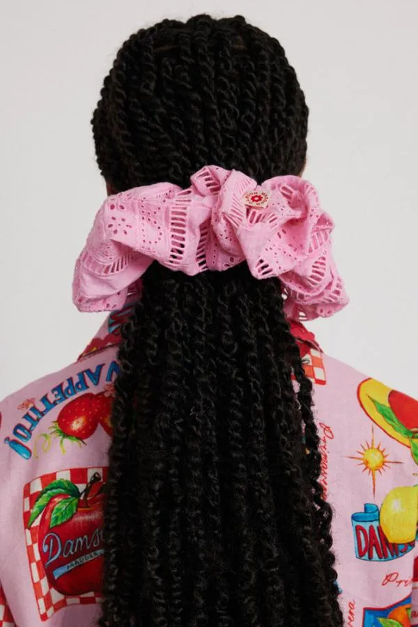Damson Madder Hair Accessories WomenAccessories Oversized Broderie Scrunchie In Pink