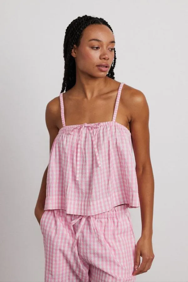 Damson Madder Nightwear Women Paddy Trousers Nightwear Set Pink Gingham