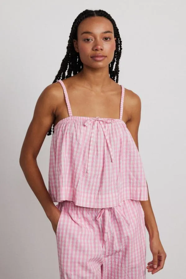 Damson Madder Nightwear Women Paddy Trousers Nightwear Set Pink Gingham