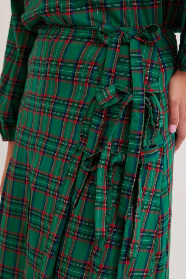 Damson Madder Skirts Women Kya Wrap Kilt 8211 Green Tartan