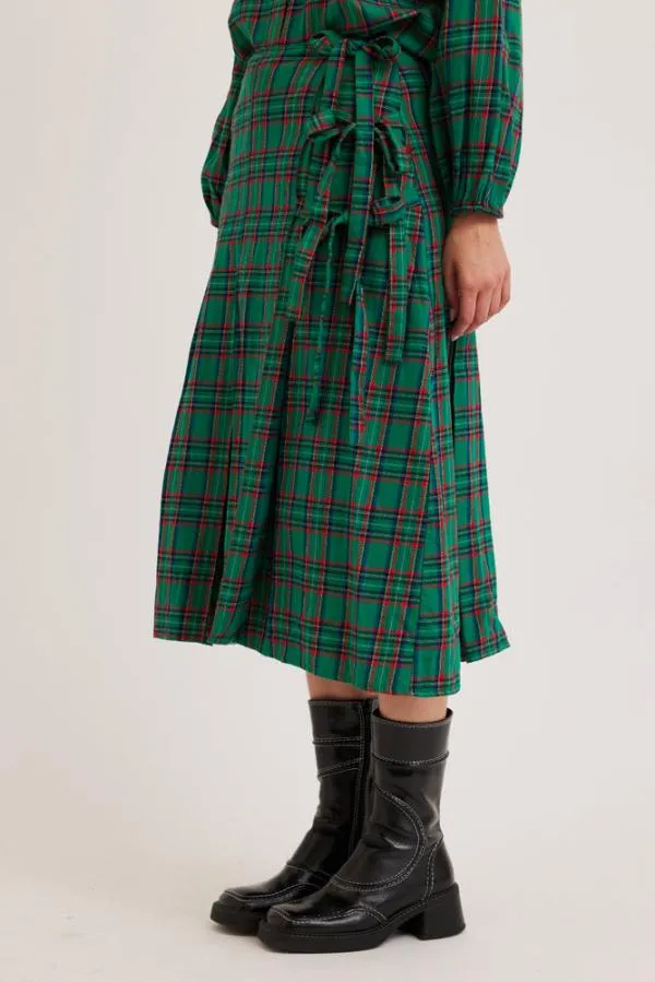 Damson Madder Skirts Women Kya Wrap Kilt 8211 Green Tartan