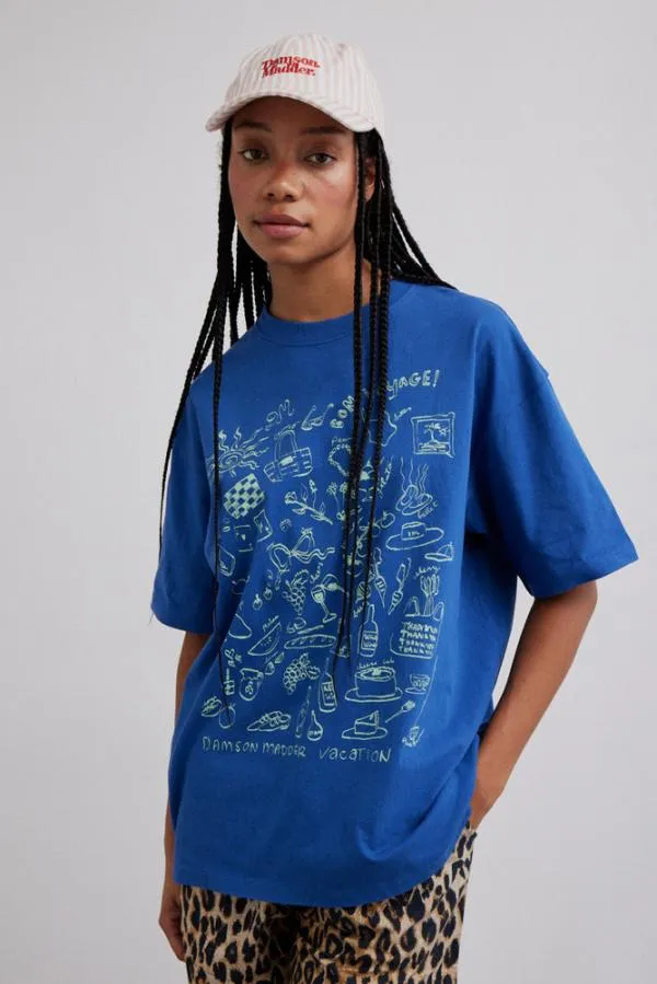 Damson Madder Tops Women Bon Voyage 8211 Blue Bf Tee