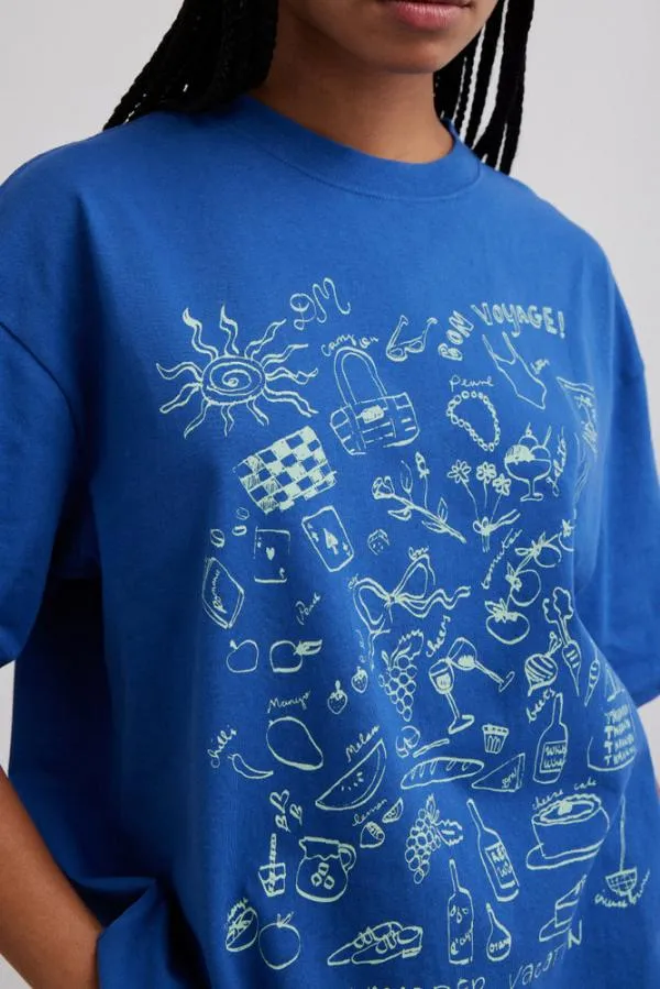 Damson Madder Tops Women Bon Voyage 8211 Blue Bf Tee