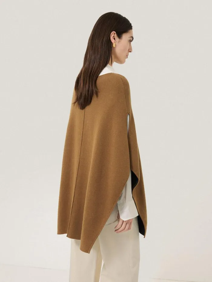 Double Face Knit Poncho Toffee Women Jigsaw Knitwear and Cashmere