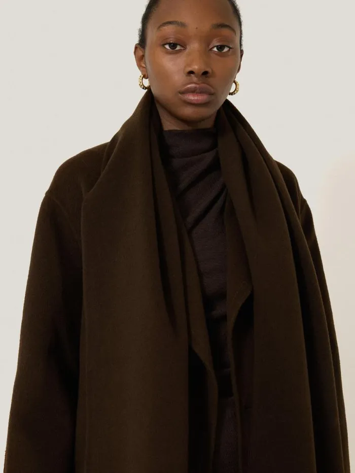 Double Faced Woven Scarf Chocolate Women Jigsaw Ponchos and Scarves