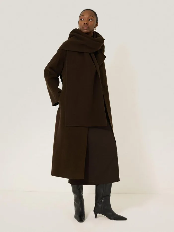Double Faced Woven Scarf Chocolate Women Jigsaw Ponchos and Scarves