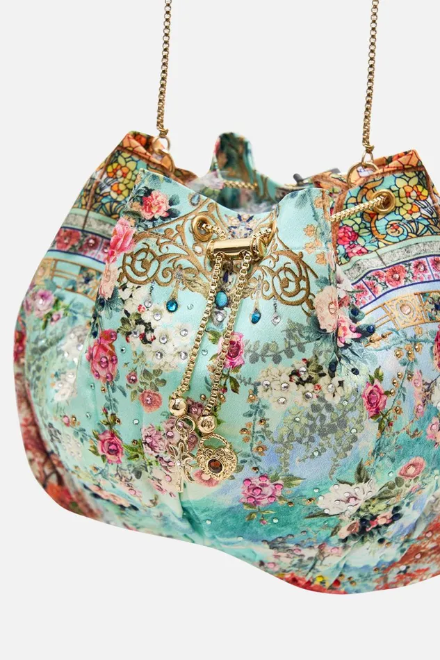 DRAWSTRING POUCH WITH CHAIN STRAP THE JEWELLERY MUSEUM The Jewellery Museum WomensMens Camilla Bags