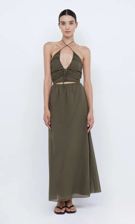 Dresses Bec Bridge Calypso Halter Maxi Dress Olive Green