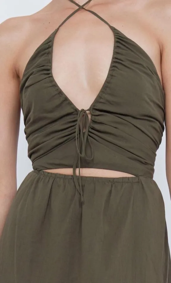 Dresses Bec Bridge Calypso Halter Maxi Dress Olive Green