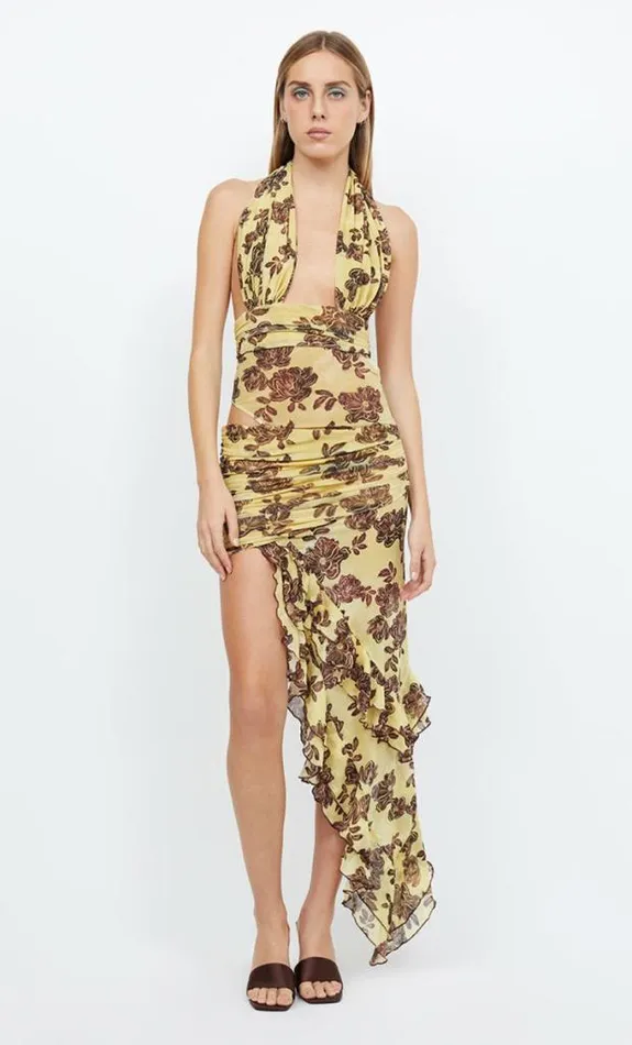 Dresses Bec Bridge Malibu Bay Halter Dress Citrus Plum Floral