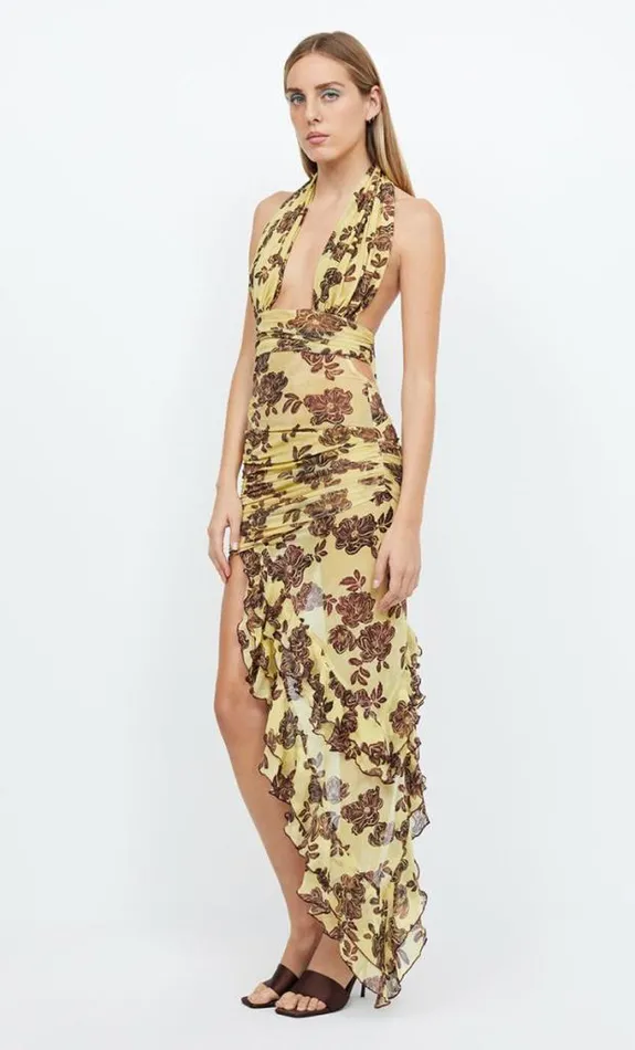 Dresses Bec Bridge Malibu Bay Halter Dress Citrus Plum Floral