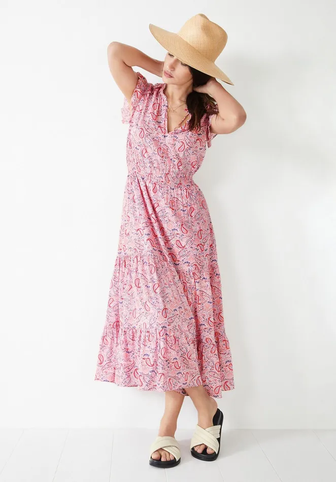 Dresses Women Hush Hailey Ruffled Midi Dress Soft Paisley Multi