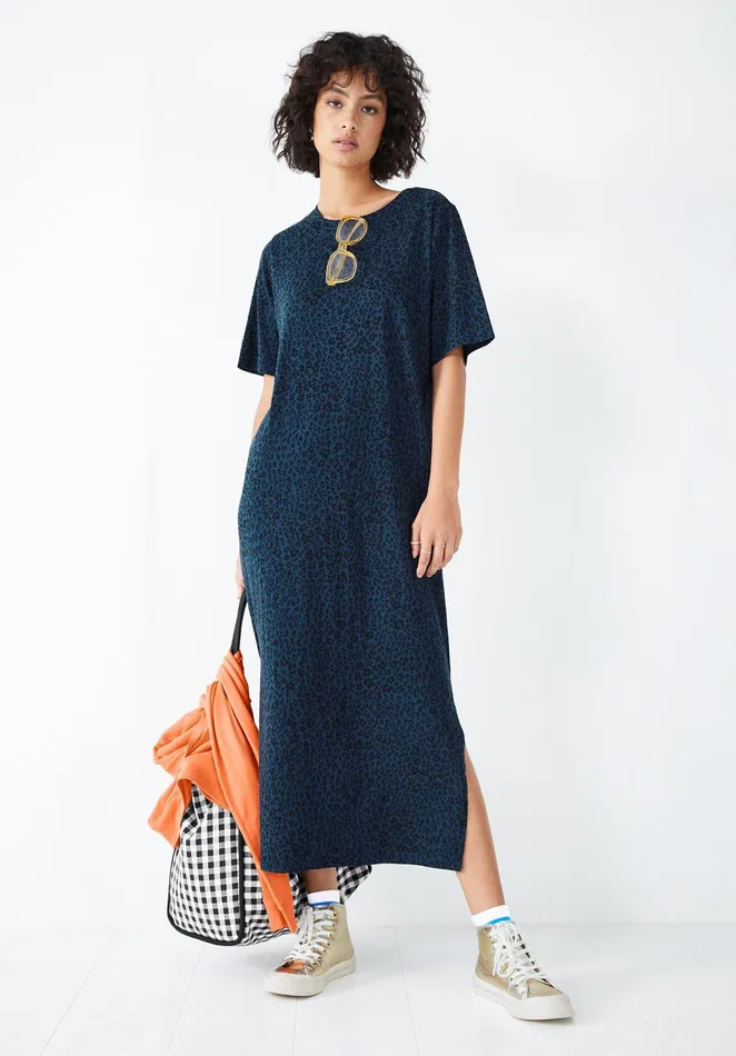 Dresses Women Hush Jamie Jersey Midi Dress Leopard Floral Blueblack