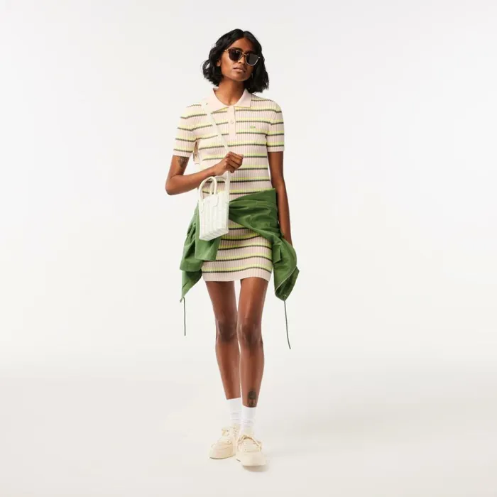 Dresses Women Lacoste Womens Made In France Striped Polo Dress White Xid
