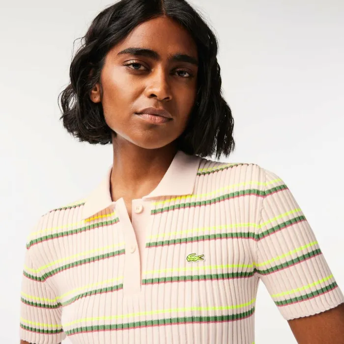 Dresses Women Lacoste Womens Made In France Striped Polo Dress White Xid