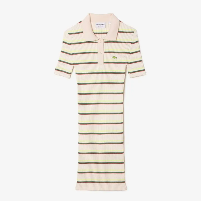 Dresses Women Lacoste Womens Made In France Striped Polo Dress White Xid