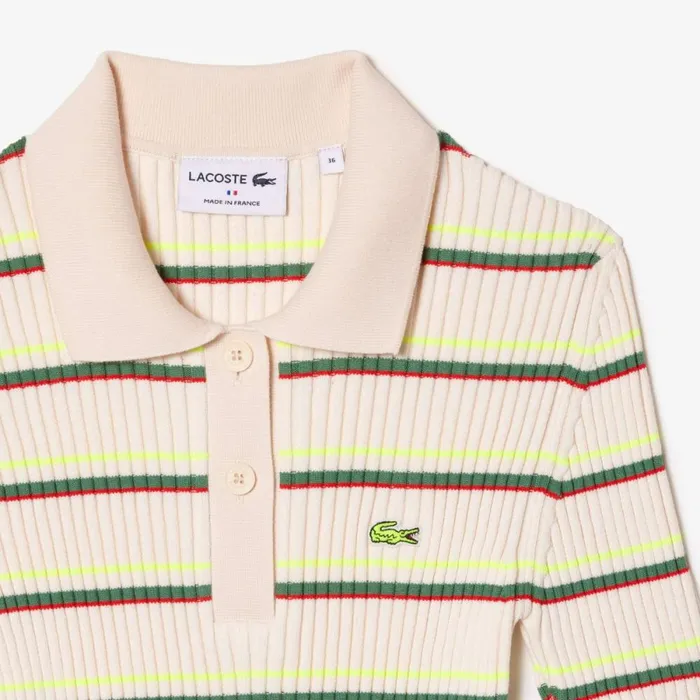 Dresses Women Lacoste Womens Made In France Striped Polo Dress White Xid