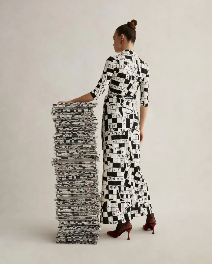 DVF Dresses Women Abigail Silk Jersey Maxi Wrap Dress Dvf 50th Crossword Ivory