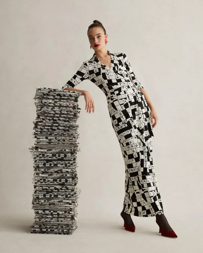 DVF Dresses Women Abigail Silk Jersey Maxi Wrap Dress Dvf 50th Crossword Ivory