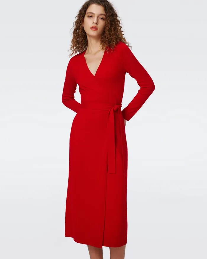 DVF Dresses Women Astrid WoolCashmere Wrap Dress Akane