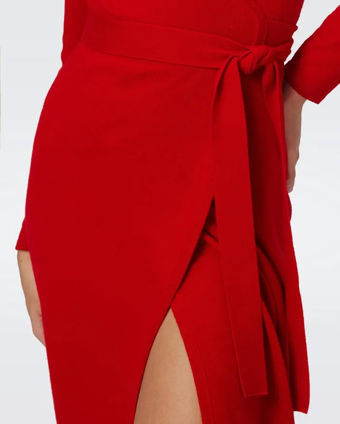 DVF Dresses Women Astrid WoolCashmere Wrap Dress Akane