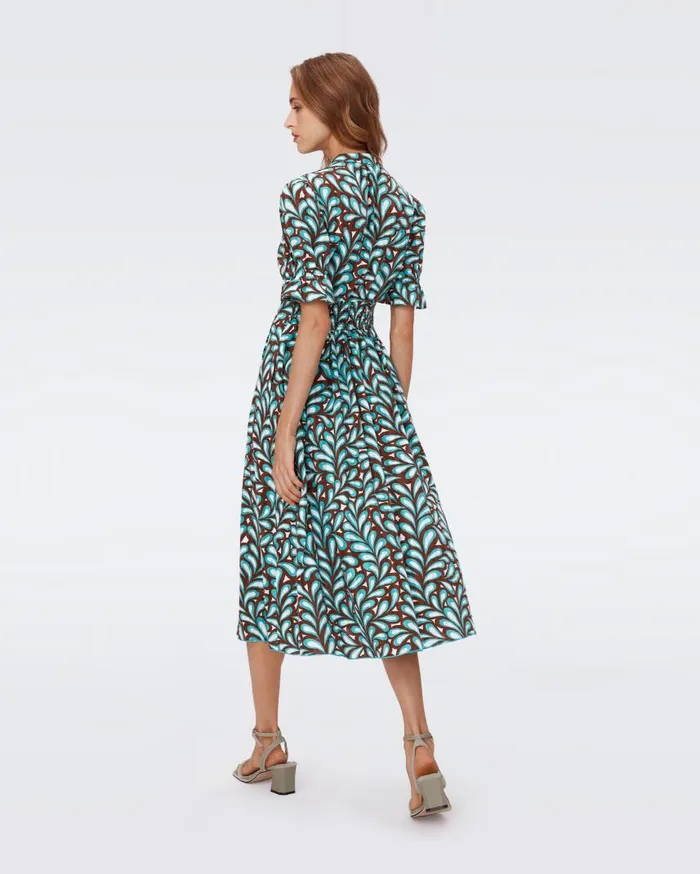 DVF Dresses Women Erica Cotton Midi Dress Seaweed