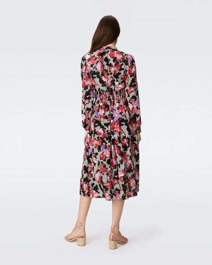 DVF Dresses Women Erica Long Sleeve Midi Dress Odette Floral