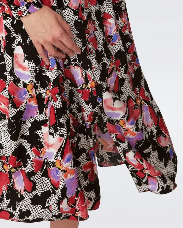 DVF Dresses Women Erica Long Sleeve Midi Dress Odette Floral