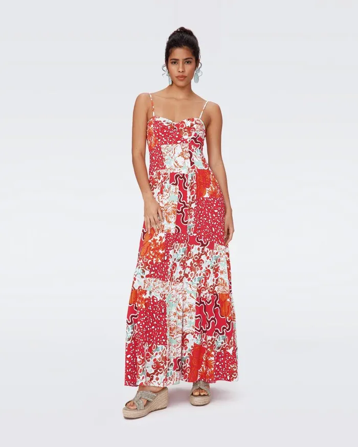 DVF Dresses Women Etta Dress Solstice Flags Red