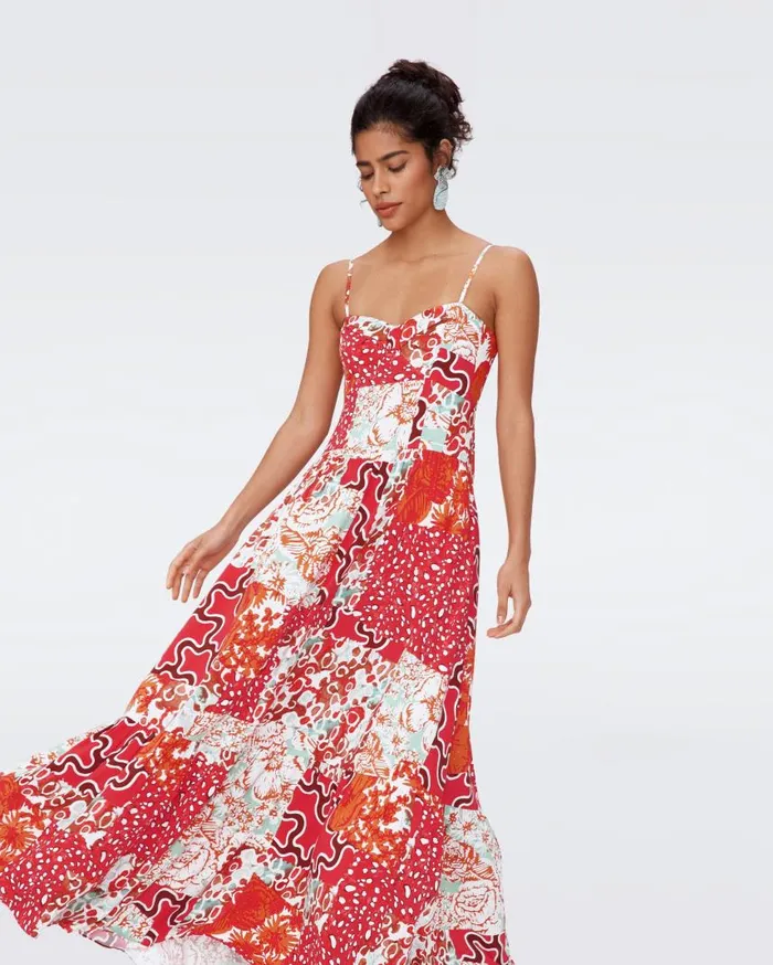 DVF Dresses Women Etta Dress Solstice Flags Red