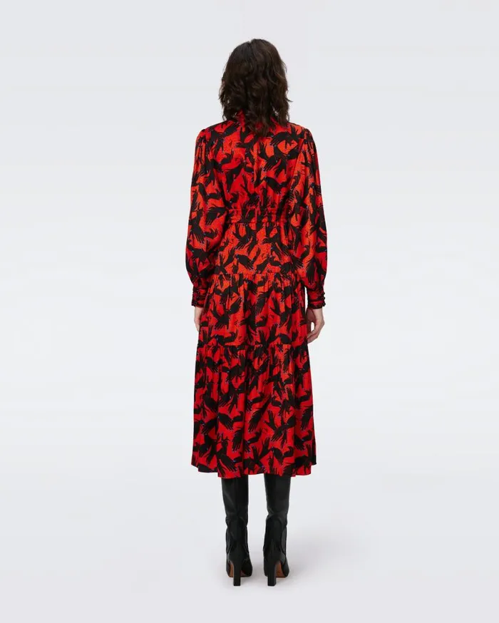 DVF Dresses Women Sai Jacquard Dress Stage Hands Red