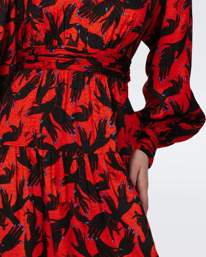 DVF Dresses Women Sai Jacquard Dress Stage Hands Red
