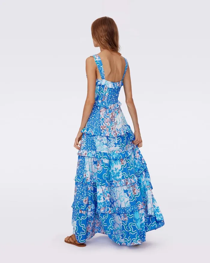 DVF Dresses Women Shawn Dress Solstice Flags Blue