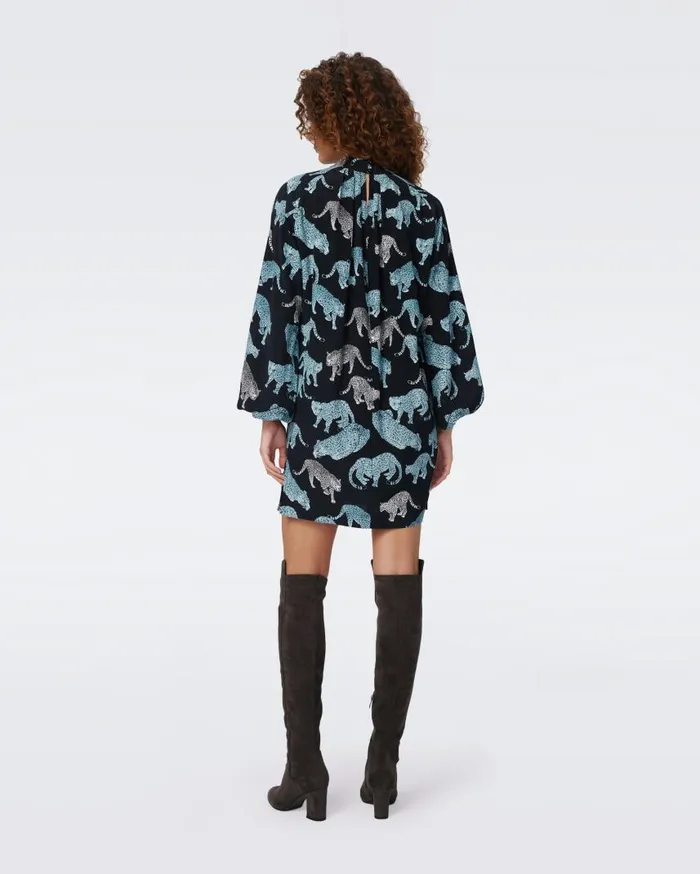 DVF Dresses Women Silka Dress Cool Cat Stone Blue