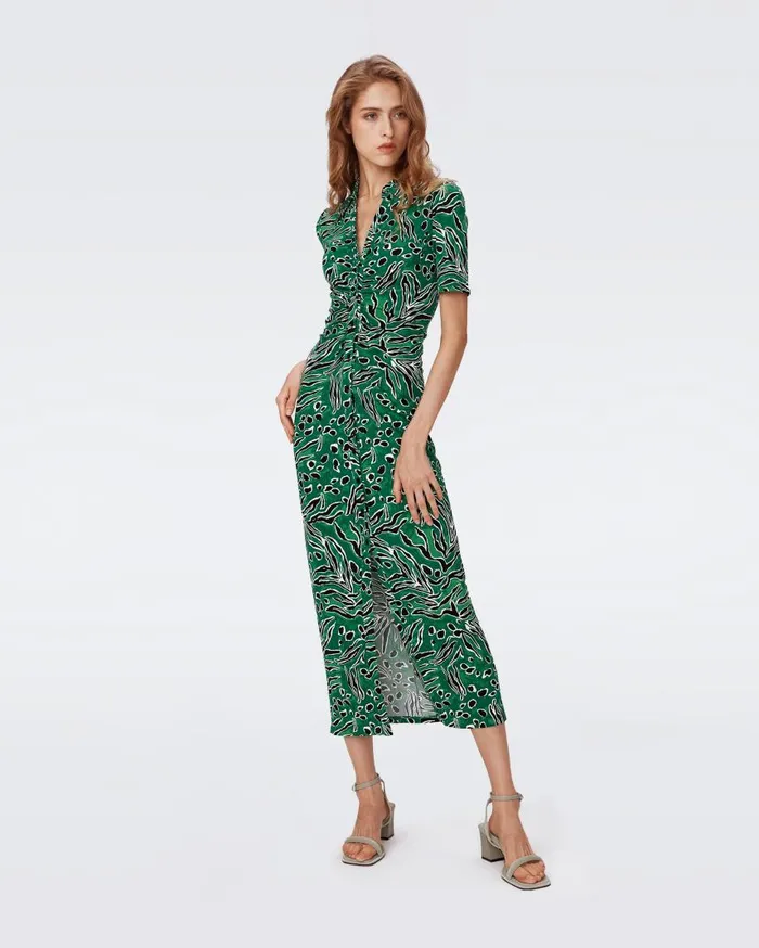 DVF Dresses Women Zoey Dress Huge Water Tiger Green