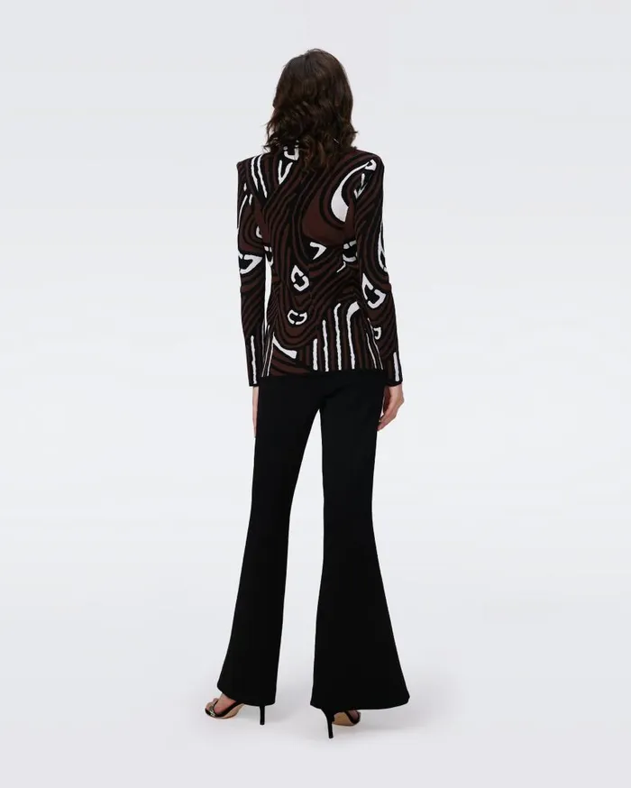 DVF Jackets and Coats Women Ibrox Knit Jacquard Jacket Floating Curve Ivory
