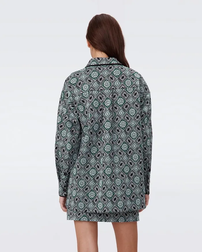 DVF Jackets and Coats Women Pennie Knit Jacquard Shirt Paper Cut Geo