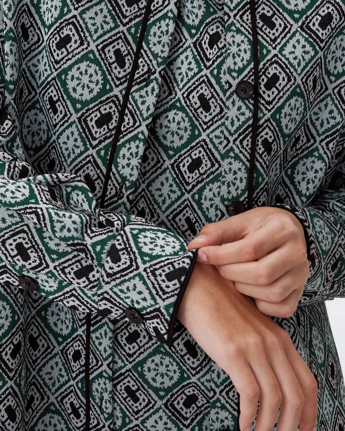 DVF Jackets and Coats Women Pennie Knit Jacquard Shirt Paper Cut Geo