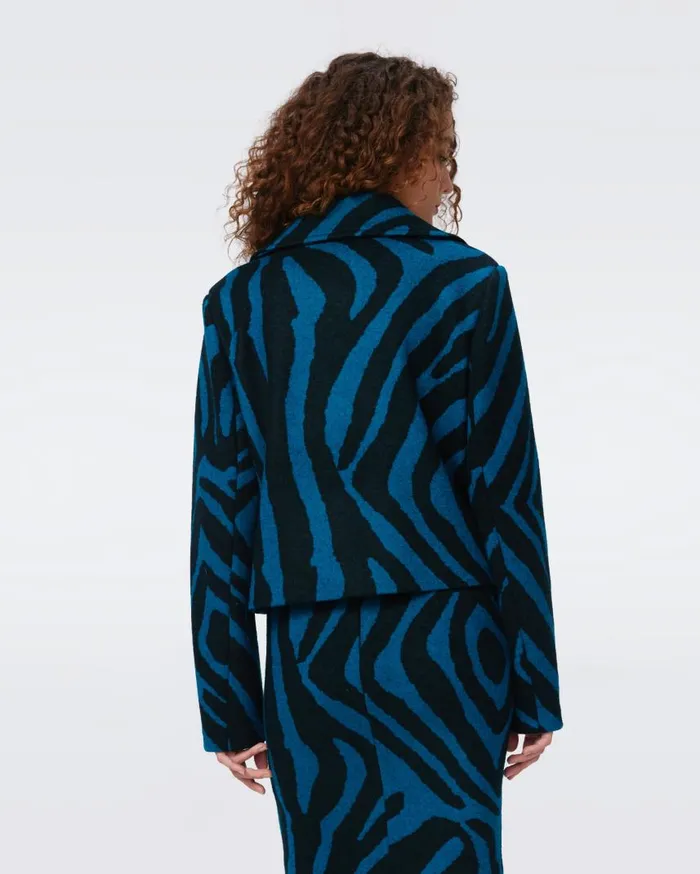 DVF Jackets and Coats Women Yilia Jacquard Coat Huge Zebra Indian Green