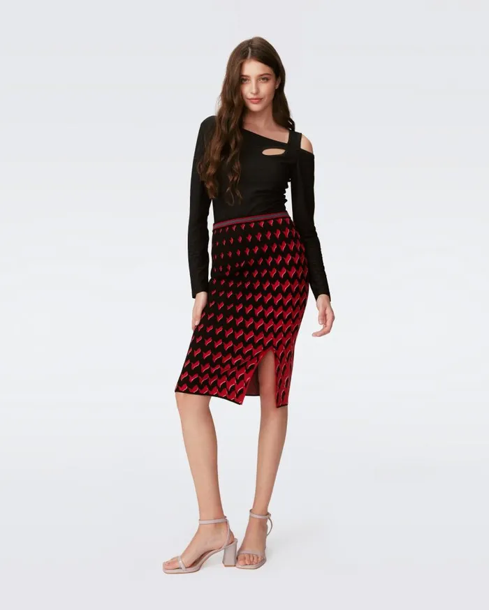 DVF Skirts Women Cassiopeia Skirt Bird Weave Pink Gradient