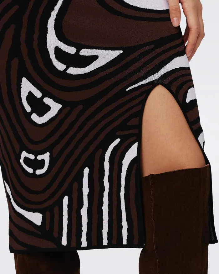 DVF Skirts Women Coisty Knit Jacquard Skirt Floating Curve Ivory
