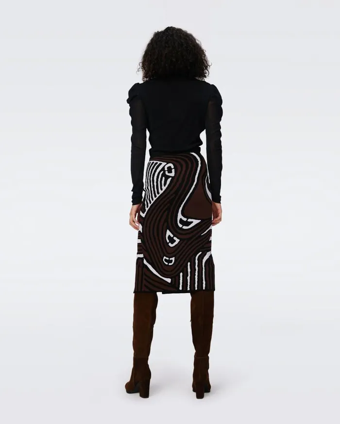 DVF Skirts Women Coisty Knit Jacquard Skirt Floating Curve Ivory