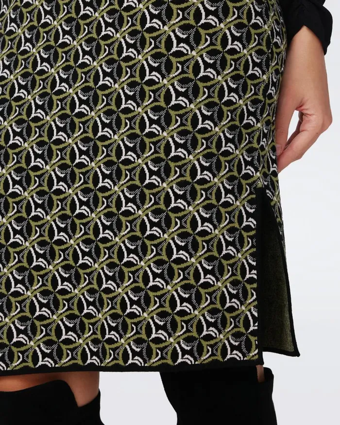 DVF Skirts Women Hazel Knit Jacquard Skirt Tiny Gig Tile Green