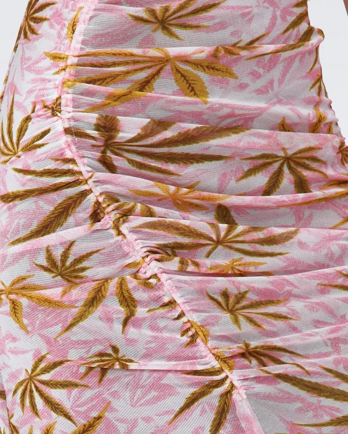 DVF Skirts Women Willow Reversible Mesh Skirt Canabis Pink And Rose Showers Khaki