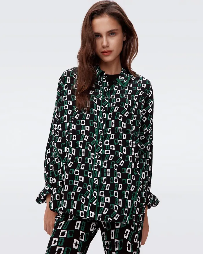 DVF Tops Women Alona Top Tiny Chain Spots Black
