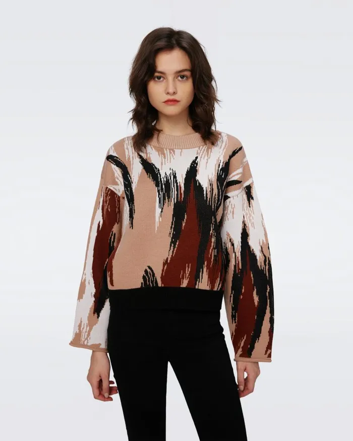 DVF Tops Women Ema Knit Top Huge Camel Flames