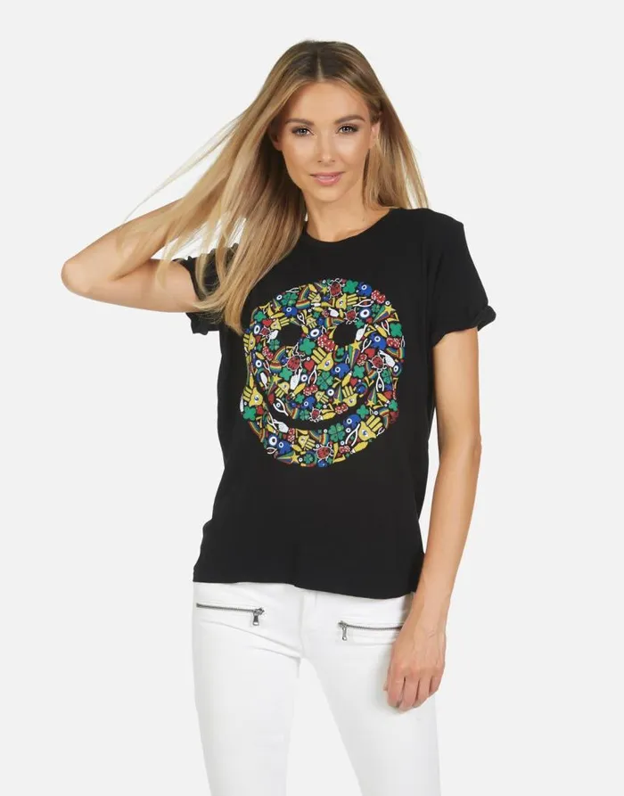 Edda Lucky Happy Face Black Women Lauren Moshi Short Sleeve