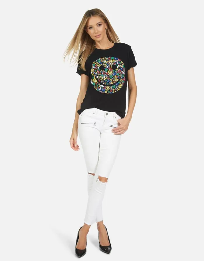 Edda Lucky Happy Face Black Women Lauren Moshi Short Sleeve